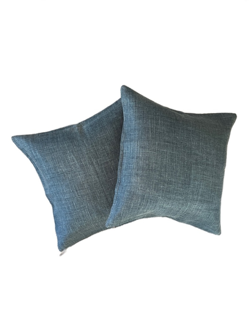 Pottery Barn Blue Linen Pillow Cover 24” Square - Set of 2